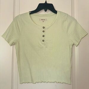 Madewell Henley Supercrop Tee in Pale Green Size M